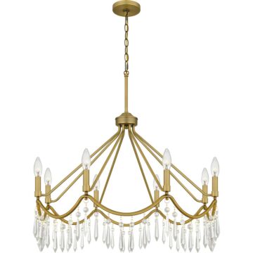 Airedale Eight Light Chandelier in Aged Brass by Quoizel