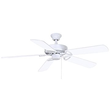 America 3-Speed AC 52" Ceiling Fan in Gloss White with Reversible White/Light Oak Wood Tone blades