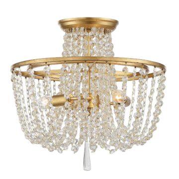 Arcadia Three Light Semi Flush Mount in Antique Gold by Crystorama
