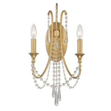 Arcadia Two Light Wall Sconce in Antique Gold by Crystorama