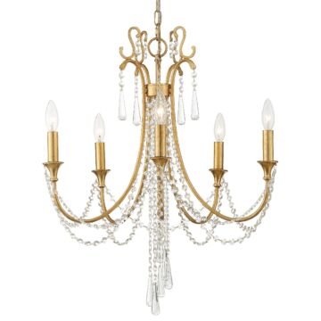 Arcadia Five Light Chandelier in Antique Gold by Crystorama