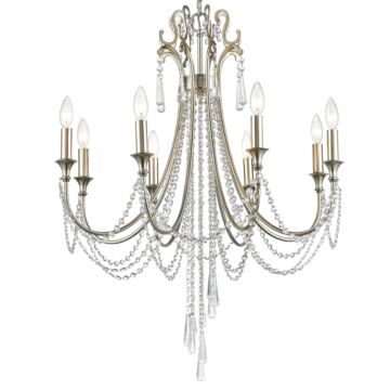 Arcadia Eight Light Chandelier in Antique Silver by Crystorama