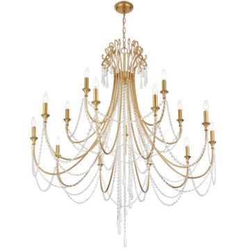 Arcadia 15 Light Chandelier in Antique Gold by Crystorama