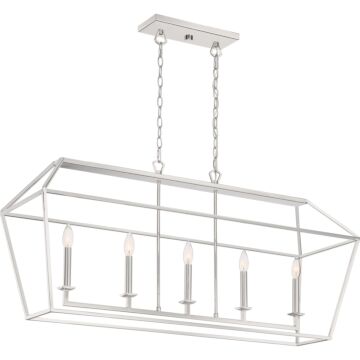 Aviary Five Light Island Chandelier in Polished Nickel by Quoizel