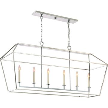 Aviary Six Light Island Chandelier in Polished Nickel by Quoizel