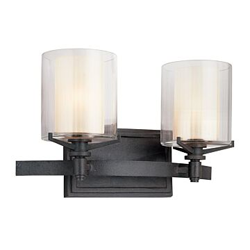 Arcadia Two Light Bath in Textured Iron by Troy Lighting