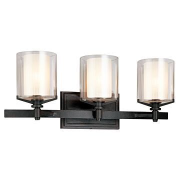 Arcadia Three Light Bath And Vanity in Textured Iron by Troy Lighting