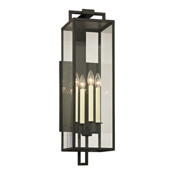 Beckham Four Light Wall Lantern in Forged Iron by Troy Lighting