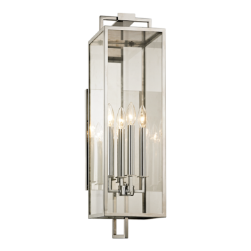 Beckham Four Light Wall Lantern in Polished Stainless by Troy Lighting