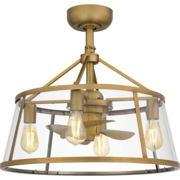 Barlow Four Light Fandelier in Weathered Brass by Quoizel