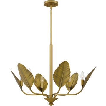 Bayley Six Light Chandelier in Aged Brass by Quoizel