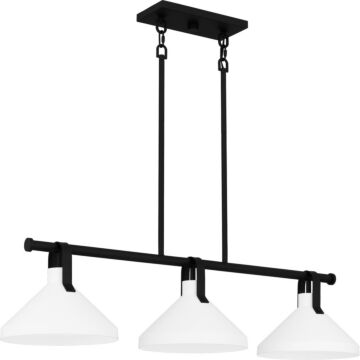 Brink Three Light Linear Chandelier in Matte Black by Quoizel