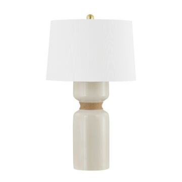 Mindy One Light Table Lamp in Aged Brass Ceramic Ivory Crackle by Hudson Valley