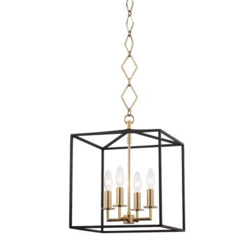 Richie Four Light Pendant in Aged Brass Black by Hudson Valley