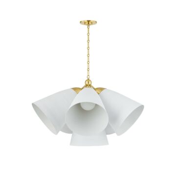 Bronson Five Light Chandelier in Aged Brass White Plaster by Hudson Valley