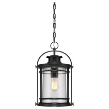 Booker One Light Outdoor Hanging Lantern in Mystic Black by Quoizel