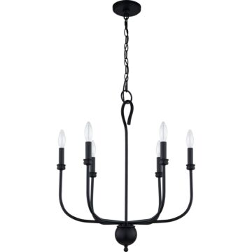 Blanche Six Light Chandelier in Matte Black by Quoizel