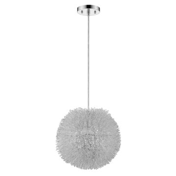 Luminary 1-Light Metallic Silver Pendant With Hand Woven Aluminum Wire Shade (15")