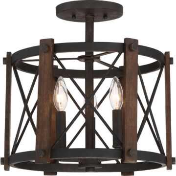 Baron Three Light SemiFlush Mount in Marcado Black by Quoizel