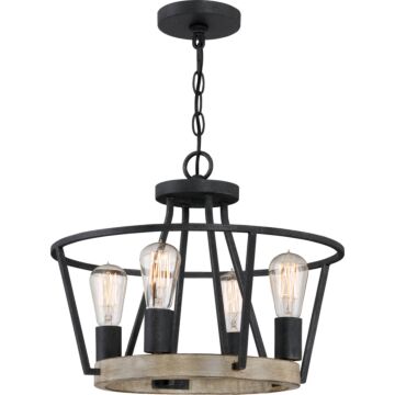 Brockton Four Light Pendant in Grey Ash by Quoizel