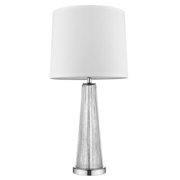 Chiara 1-Light Clear Glass And Polished Chrome Table Lamp With Off-White Shantung Shade