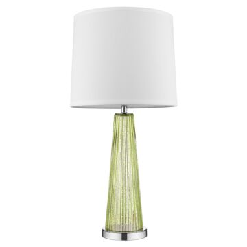 Chiara 1-Light Apple Green Glass And Polished Chrome Table Lamp With Off-White Shantung Shade