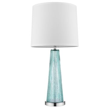 Chiara 1-Light Seafoam Glass And Polished Chrome Table Lamp With Off-White Shantung Shade