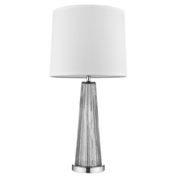 Chiara 1-Light Steel Glass And Polished Chrome Table Lamp With Off-White Shantung Shade