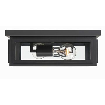 Byron Two Light Outdoor Flush Mount in Matte Black by Crystorama