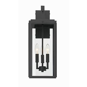 Byron Three Light Outdoor Wall Sconce in Matte Black by Crystorama