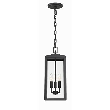 Byron Three Light Outdoor Pendant in Matte Black by Crystorama