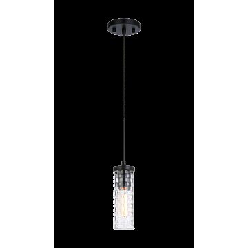 Weaver One Light Pendant in Black by Matteo Lighting