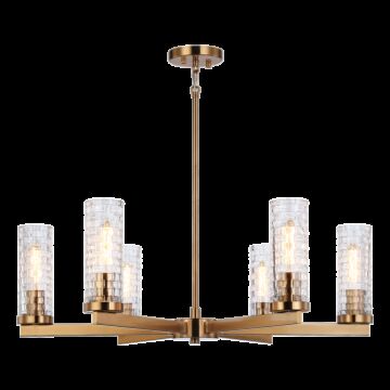 Weaver Six Light Pendant in Aged Gold Brass by Matteo Lighting