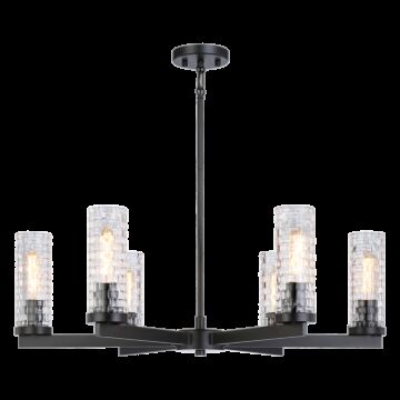 Weaver Six Light Pendant in Black by Matteo Lighting