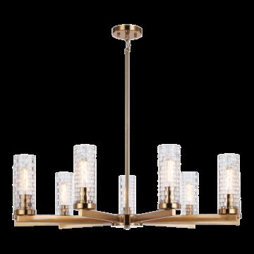 Weaver Nine Light Pendant in Aged Gold Brass by Matteo Lighting