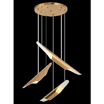 Stylus Six Light Chandelier in Aged Gold Brass by Matteo Lighting