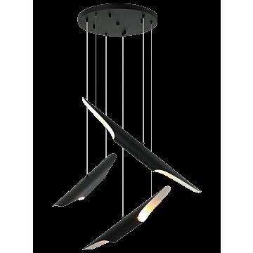 Stylus Six Light Chandelier in Matte Black by Matteo Lighting
