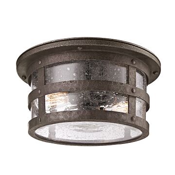 Barbosa Two Light Flush Mount in Aged Pewter by Troy Lighting
