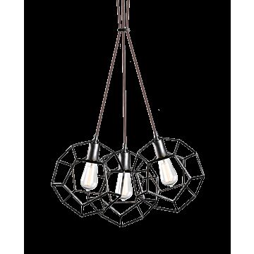 Geometry Series Three Light Pendant in Rusty Black by Matteo Lighting