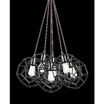 Geometry Series Six Light Pendant in Rusty Black by Matteo Lighting