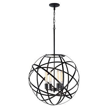 Atom Four Light Chandelier in Black by Matteo Lighting