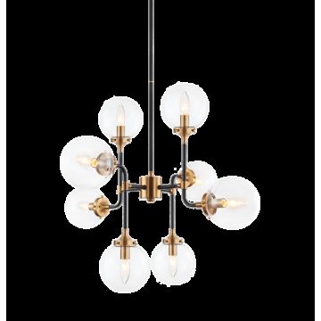 Particles Eight Light Pendant in Aged Gold Brass by Matteo Lighting