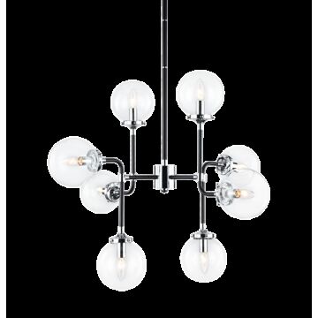Particles Eight Light Pendant in Black & Chrome by Matteo Lighting