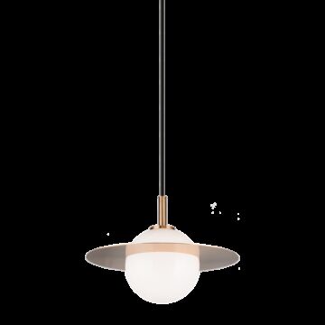 Saturn One Light Pendant in Aged Gold Brass   Opal Glass by Matteo Lighting