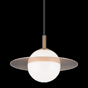 Saturn One Light Pendant in Aged Gold Brass   Opal Glass by Matteo Lighting