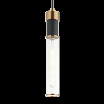 Tubo One Light Pendant in Matte Black   Aged Gold Brass by Matteo Lighting