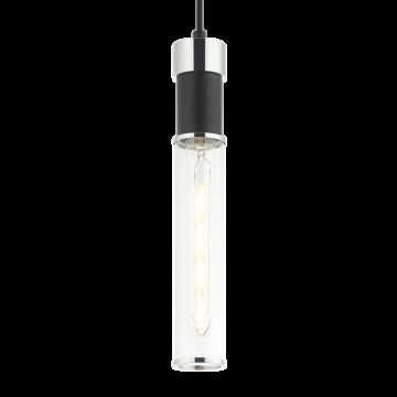 Tubo One Light Pendant in Matte Black   Chrome by Matteo Lighting