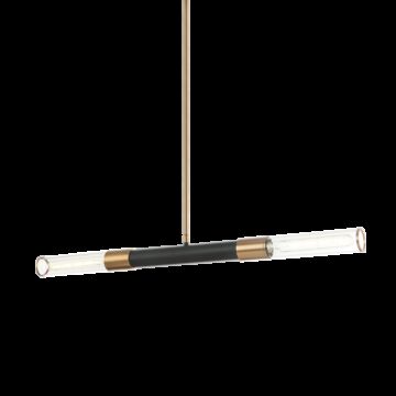 Tubo Two Light Pendant in Matte Black   Aged Gold Brass by Matteo Lighting