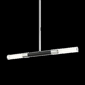 Tubo Two Light Pendant in Matte Black   Chrome by Matteo Lighting