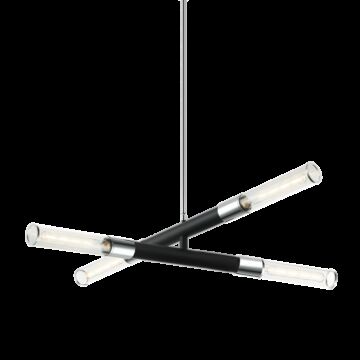 Tubo Four Light Pendant in Matte Black   Chrome by Matteo Lighting